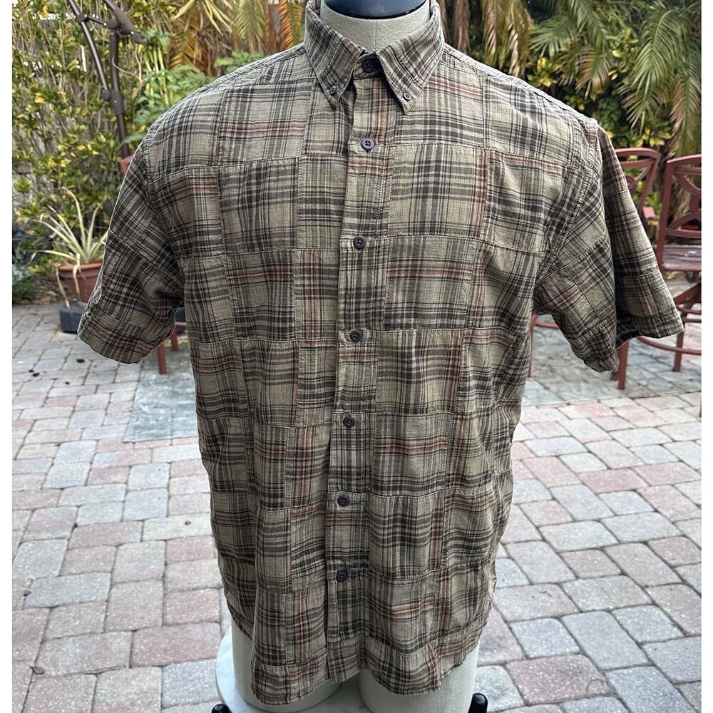 Clearwater Outfitters button down shirt L Vintage 80s patchwork great condition